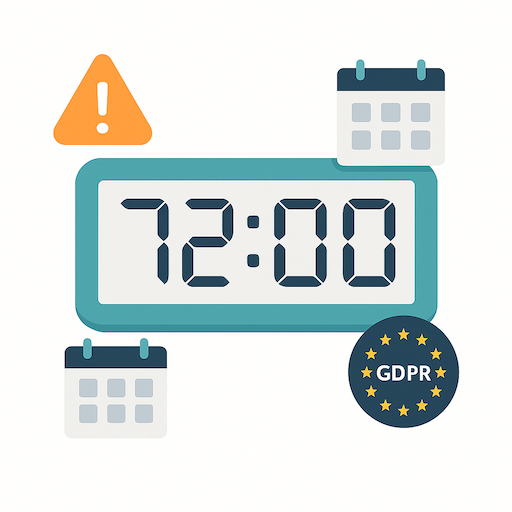 Countdown timer illustrating the GDPR’s 72-hour data breach notification rule.